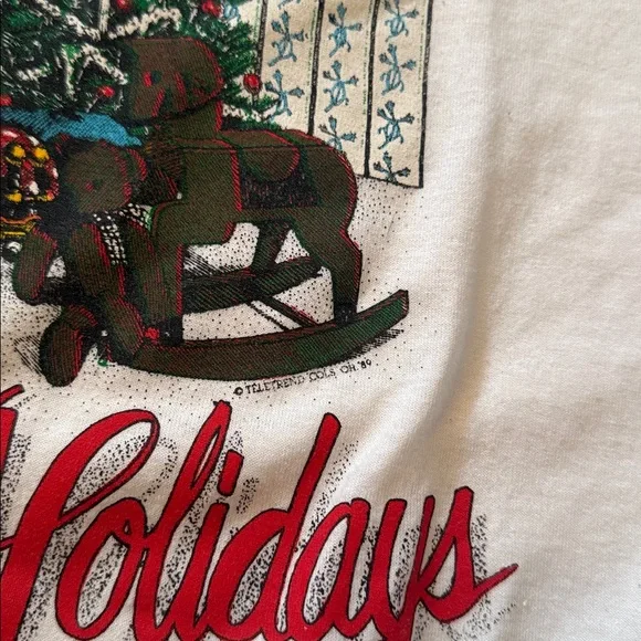 1989 Happy Holidays Vintage Christmas T-Shirt - Picture 4 of 11